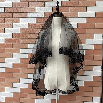 Black Lace Veil Wedding Cathedral Wedding Bride Halloween Gothic Costume Veil | Amazon (US)