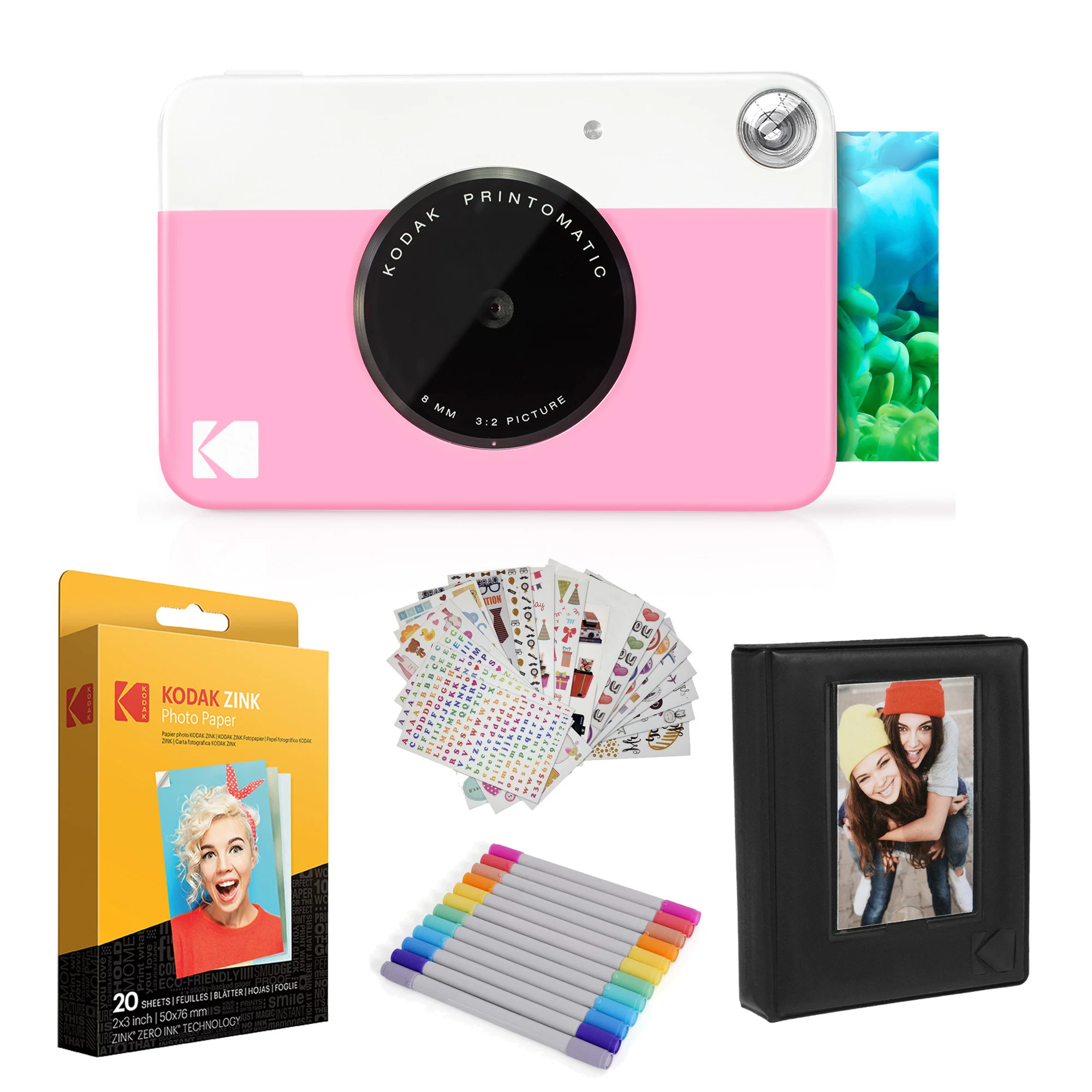 Kodak Printomatic Instant Print Camera Gift Bundle with Photo Paper - Case - Photo Album and More - Pink one_size | AMZRODOMATICK3PK | Lowe's