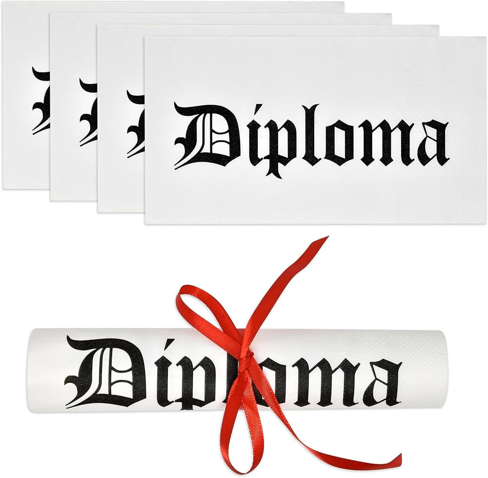 50 Graduation Diploma Guest Napkins Black and White Disposable Paper Grad Award Dinner Hand Napki... | Amazon (US)