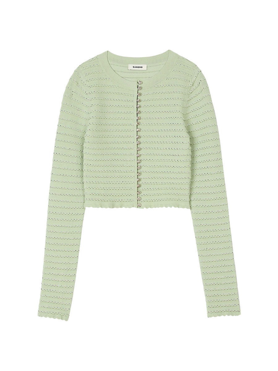 Women's Rhinestone Cardigan - Almond Green - Size Medium | Saks Fifth Avenue