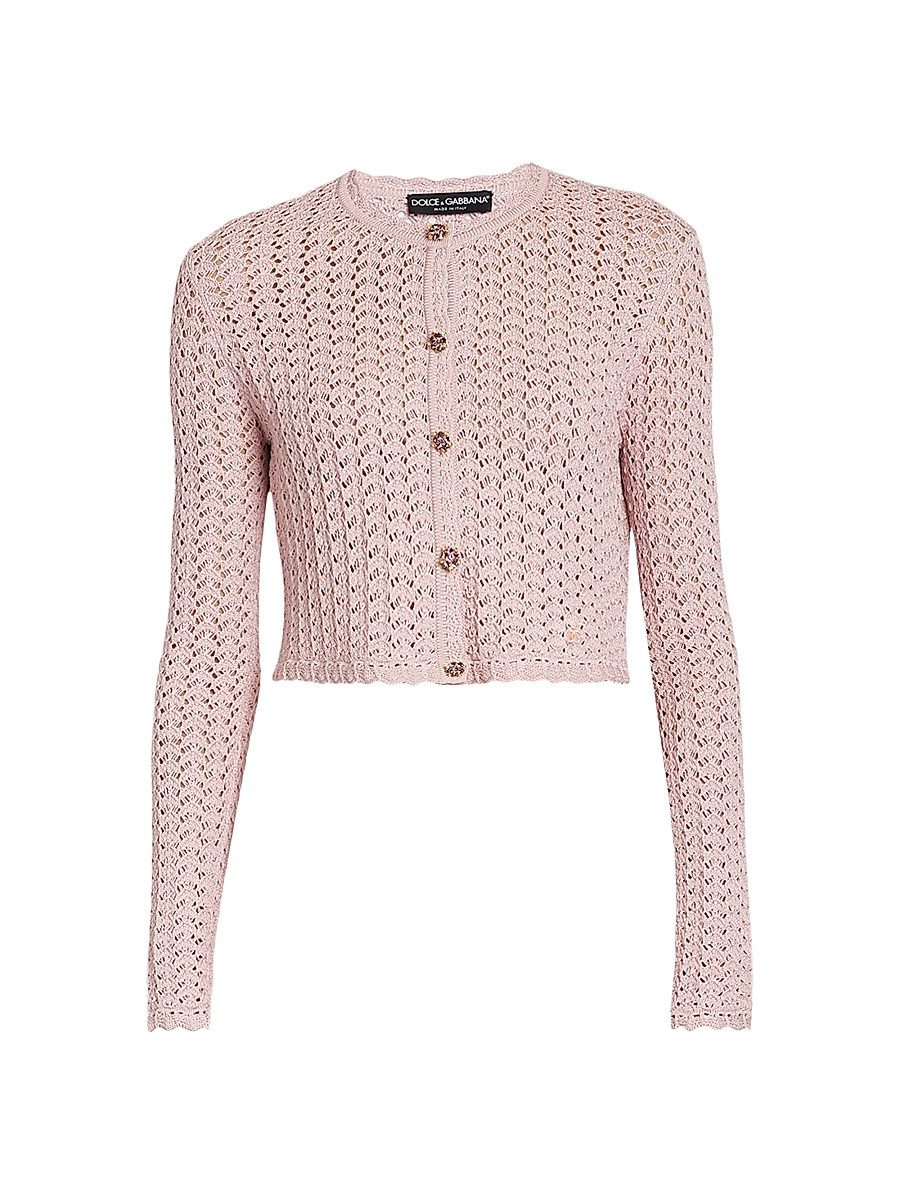 Women's Crochet Knit Crop Cardigan - Rosa - Size 12 | Saks Fifth Avenue
