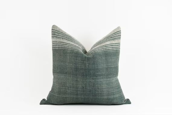 Gray Green Wool Stripe Pillow | Etsy | Etsy (US)
