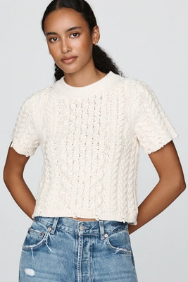 Cable-Knit Short-Sleeve Sweater | Anthropologie (US)
