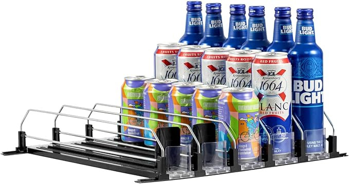 Rula Drink Organizer for Fridge, Self-Pushing Soda Can Organizer for Refrigerator, Width Adjustab... | Amazon (US)