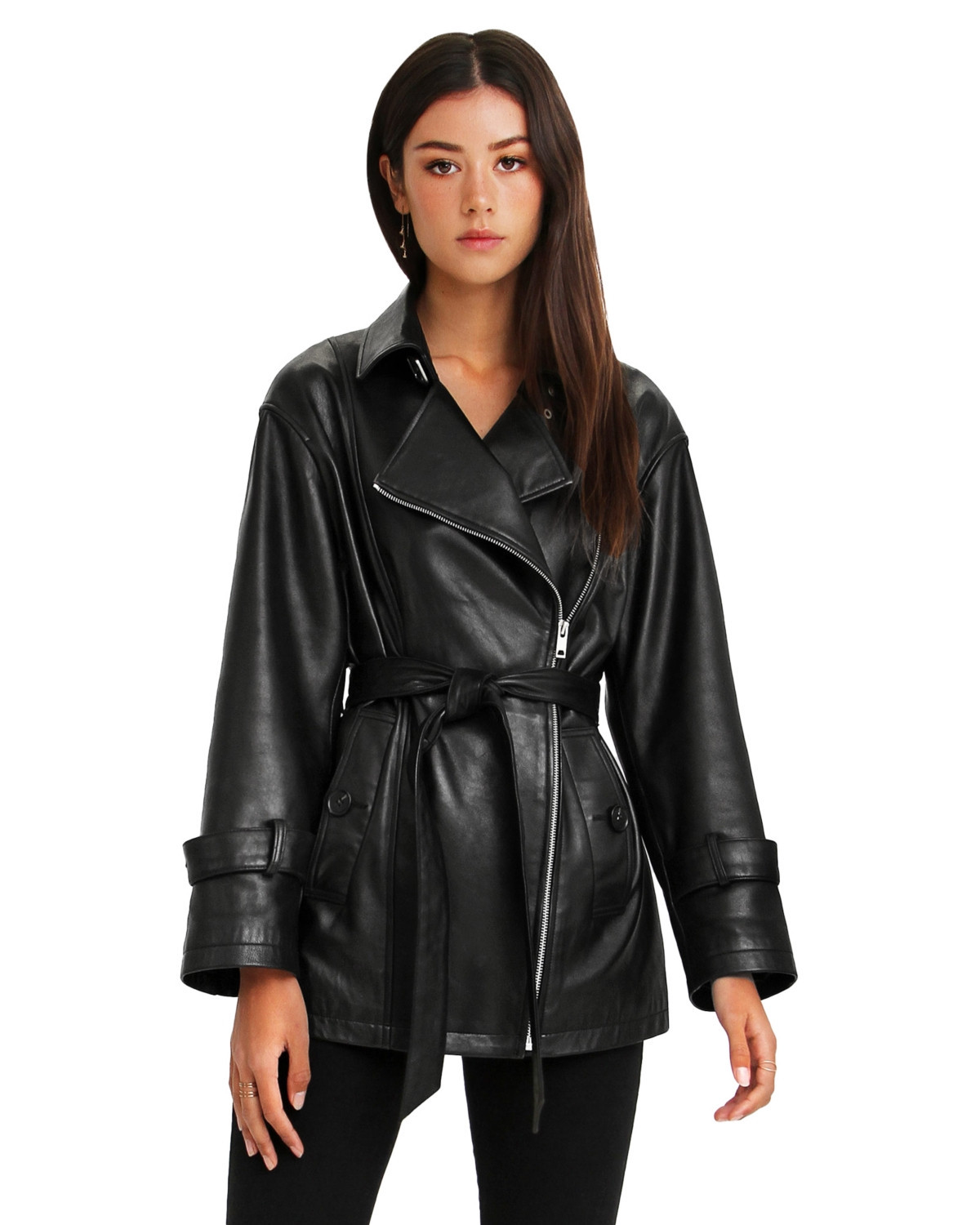 Belle & Bloom Women's Bff Belted Leather Jacket - Black | Macy's
