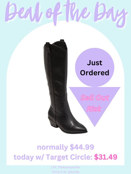 Just ordered these! I already have the cognac, so I got these for a rainy day since they’re the faux leather! I say they’re true to size, but size up if you want to wear thicker socks! 

Western boots, cowboy boots, winter shoes, winter fashion, winter outfits, deal of the day, cyber week, Black Friday, target style, target finds, target boots, Sadie western boots #blushpink #winterlooks #winteroutfits #winterstyle #winterfashion #wintertrends #shacket #jacket #sale #under50 #under100 #under40 #workwear #ootd #bohochic #bohodecor #bohofashion #bohemian #contemporarystyle #modern #bohohome #modernhome #homedecor #amazonfinds #nordstrom #bestofbeauty #beautymusthaves #beautyfavorites #goldjewelry #stackingrings #toryburch #comfystyle #easyfashion #vacationstyle #goldrings #goldnecklaces #fallinspo #lipliner #lipplumper #lipstick #lipgloss #makeup #blazers #primeday #StyleYouCanTrust #giftguide #LTKRefresh #LTKSale #springoutfits #fallfavorites #LTKbacktoschool #fallfashion #vacationdresses #resortfashion #summerfashion #summerstyle #rustichomedecor #liketkit #highheels #Itkhome #Itkgifts #Itkgiftguides #springtops #summertops #Itksalealert #LTKRefresh #fedorahats #bodycondresses #sweaterdresses #bodysuits #miniskirts #midiskirts #longskirts #minidresses #mididresses #shortskirts #shortdresses #maxiskirts #maxidresses #watches #backpacks #camis #croppedcamis #croppedtops #highwaistedshorts #goldjewelry #stackingrings #toryburch #comfystyle #easyfashion #vacationstyle #goldrings #goldnecklaces #fallinspo #lipliner #lipplumper #lipstick #lipgloss #makeup #blazers #highwaistedskirts #momjeans #momshorts #capris #overalls #overallshorts #distressesshorts #distressedjeans #whiteshorts #contemporary #leggings #blackleggings #bralettes #lacebralettes #clutches #crossbodybags #competition #beachbag #halloweendecor #totebag #luggage #carryon #blazers #airpodcase #iphonecase #hairaccessories #fragrance #candles #perfume #jewelry #earrings 

#LTKCyberweek #LTKsalealert #LTKshoecrush