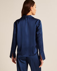 Women's Long-Sleeve Satin Lapel Button-Up Shirt | Women's Tops | Abercrombie.com | Abercrombie & Fitch (US)