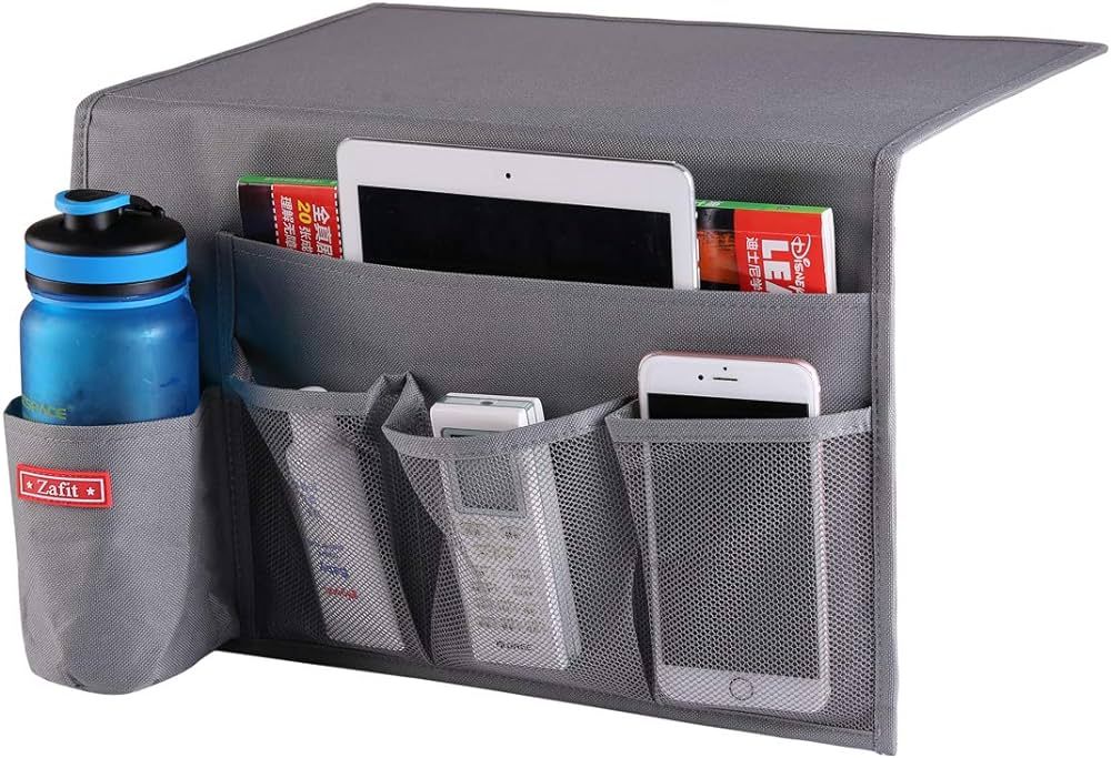Zafit 5 Pockets Bedside Caddy, Bedside Storage Organizer for Water Bottles, Magazines, Phone, Gla... | Amazon (US)