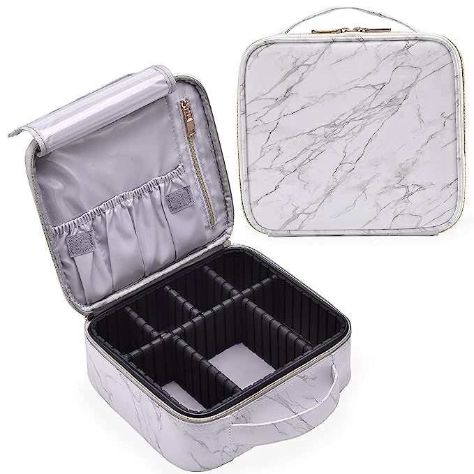 Stagiant Marble Makeup Bag Large Travel Makeup Organizer Bag Cosmetic Train Case Leather Makeup T... | Amazon (US)