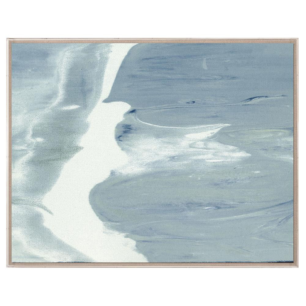Marco Coastal Beach Blue Abstract Landscape Acrylic Frame Large Painting | Kathy Kuo Home