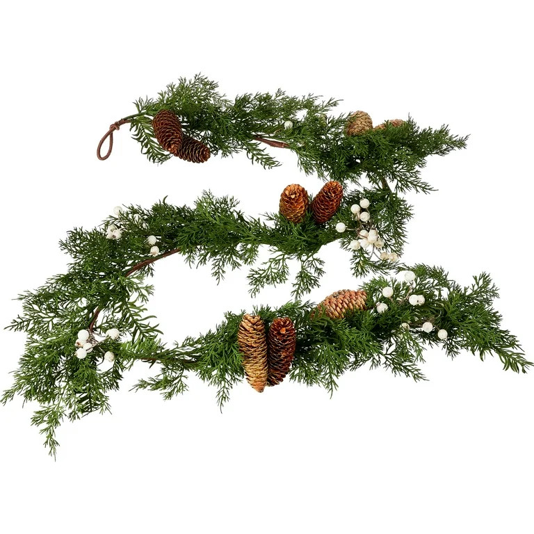 My Texas House Christmas Glitter White Gold Berry Garland, 6 foot | Walmart (US)