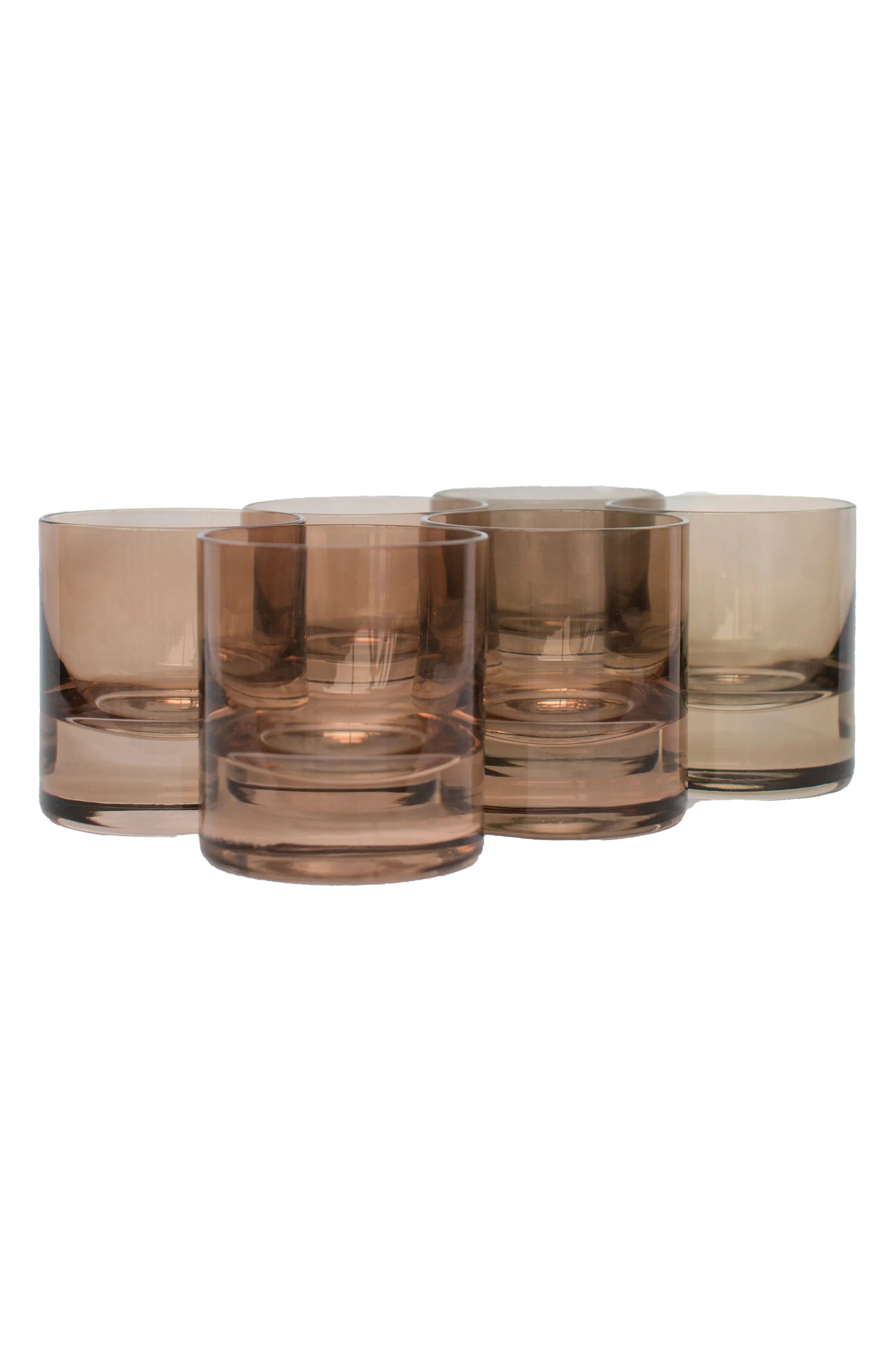 Estelle Colored Glass ware Set of 6 Rocks Glasses in Amber Smoke at Nordstrom | Nordstrom