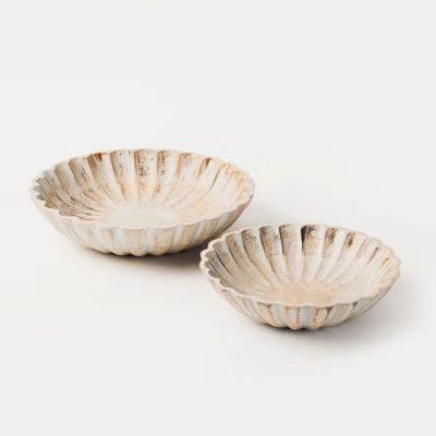 Mela Artisans Scallop Serenity Bowls - Greywash , Set | Target
