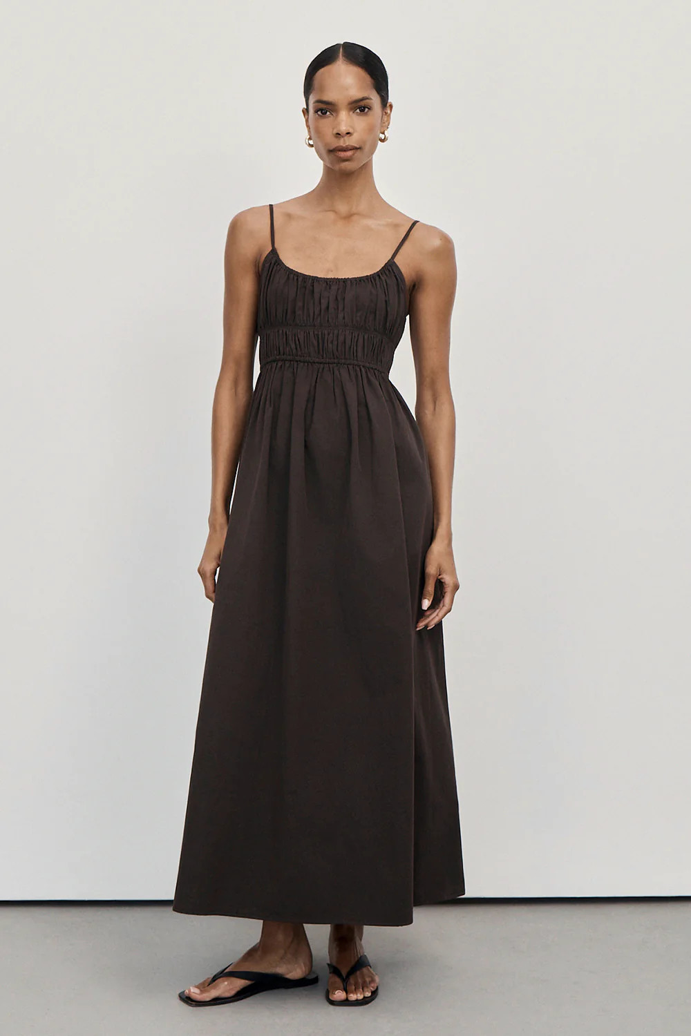ZAHARA B CHOC COTTON MIDI DRESS | DISSH