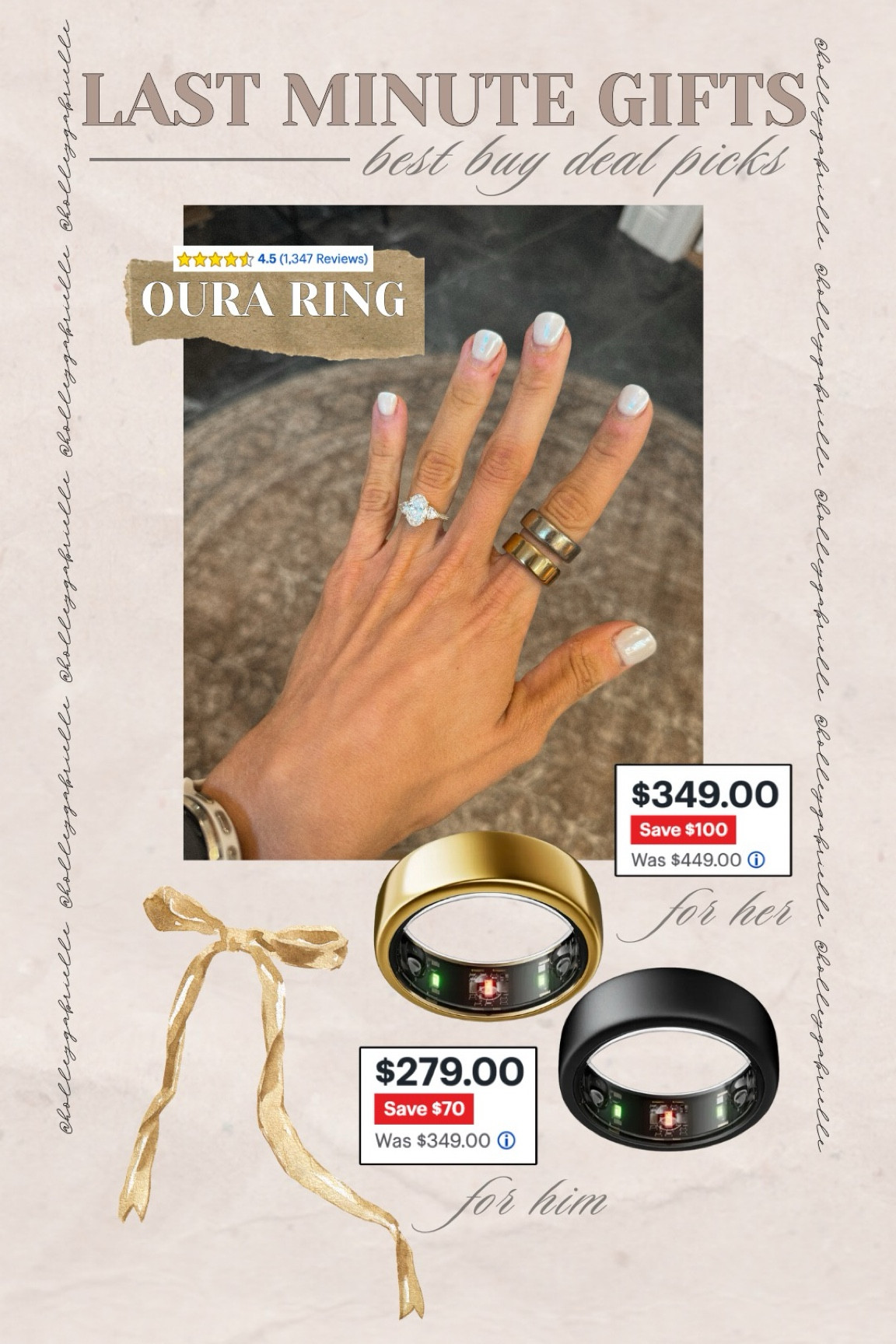 Some of my fave last minute gift ideas from @bestbuy for the holidays still on sale 🤎✨🎁 my beloved oura ring! The Gen 3 is on major sale & I can’t suggest it enough! I literally charge mine weekly & use it every single day!  #bestbuypartner 

Gift guide / oura / frame tv / for him / for her / Best Buy / Christmas shopping / Holley Gabrielle 

#LTKSaleAlert #LTKHoliday #LTKGiftGuide