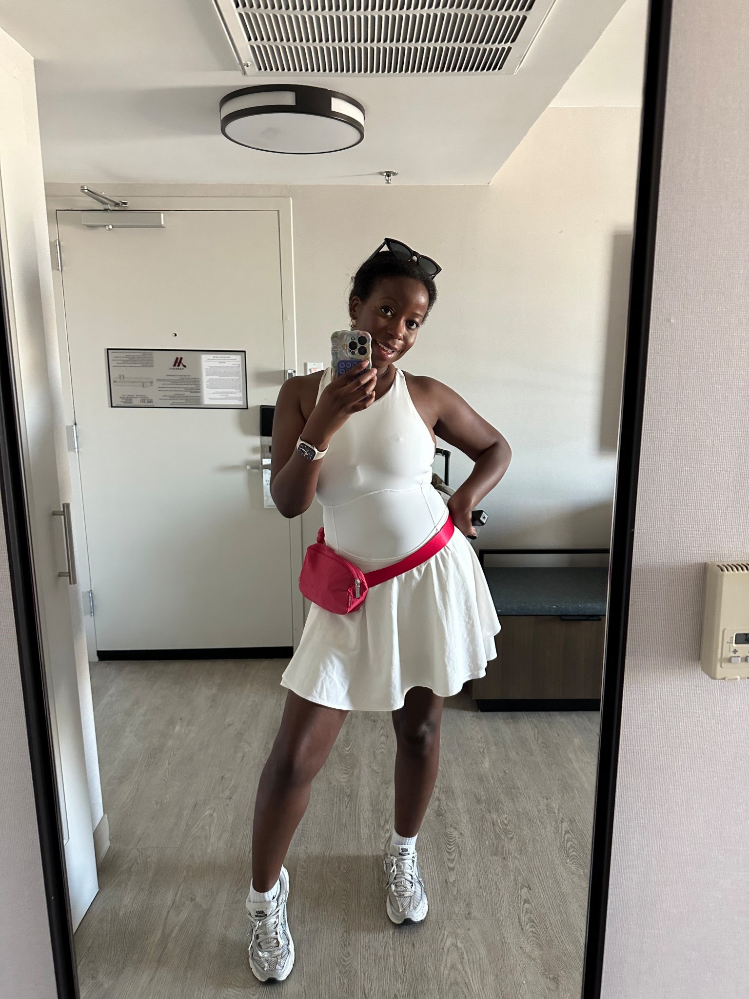 Girls Day at Disneyland California Adventure outfit 🎡🏰✨

Belt bag, white sneakers and tennis dress, cat eye sunglasses, athletic dress @lululemon 

#LTKFestival #LTKdayinmylife #LTKTravel