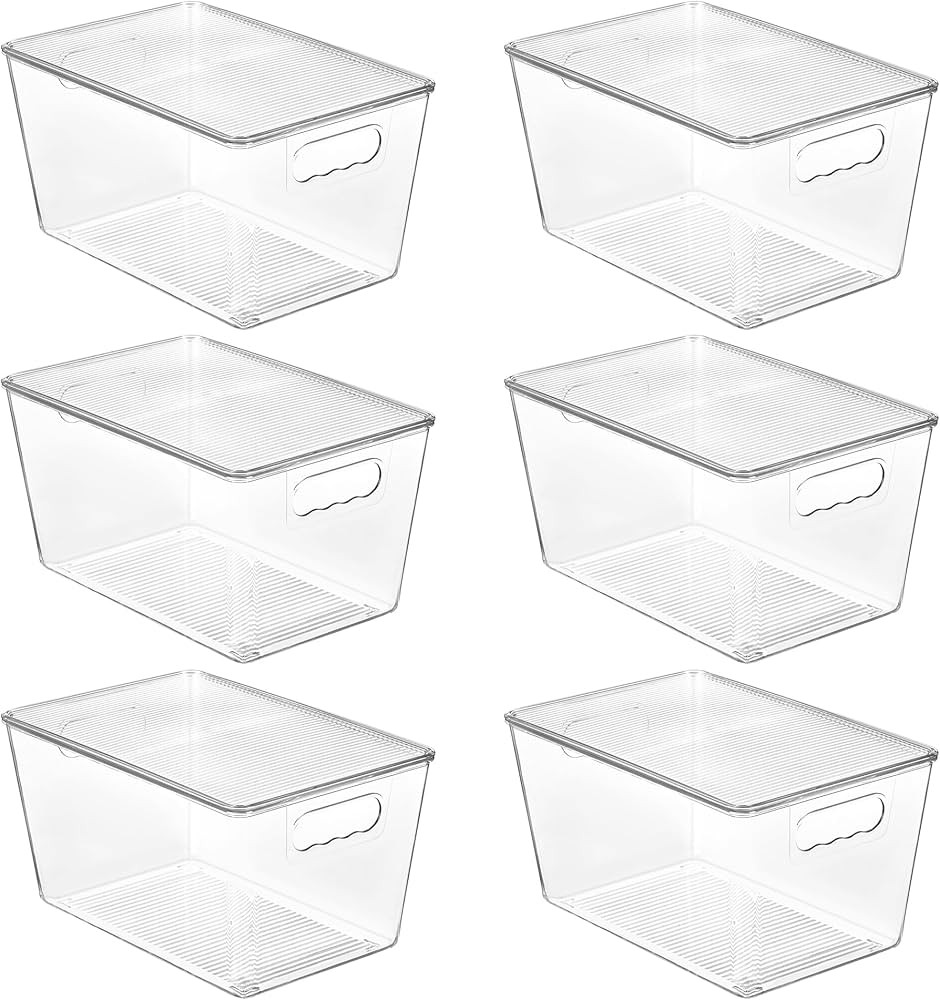 Vtopmart 6 Pack Clear Stackable Storage Bins with Lids, Large Plastic Containers with Handle for ... | Amazon (US)