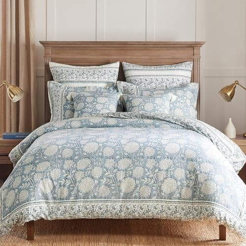 Levtex Home Adare Blue Reversible King Duvet Cover Set (106x94in) with 2 Pillowcases (36x20in) - Floral Bedding - Blue and White - Cotton King Size Duvet Cover Set - Soft, Pre-Washed | Amazon (US)