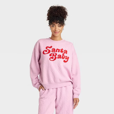 Women's Santa Baby Graphic Sweatshirt - Pink | Target