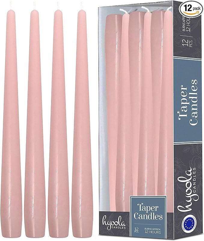 Hyoola Tall Taper Candles - 12 Inch Light Pink Unscented Dripless Taper Candles - 10 Hour Burn Ti... | Amazon (US)