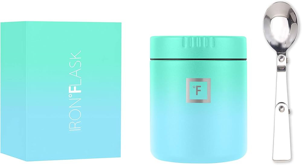 IRON °FLASK Food Jar for Hot Food & Soup - 13.5 Oz Insulated Food Jar with Foldable Spoon - Leak... | Amazon (US)