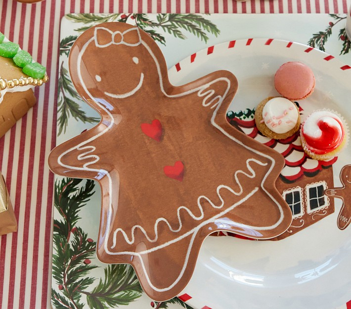 Gingerbread Shaped Melamine Plates | Pottery Barn Kids