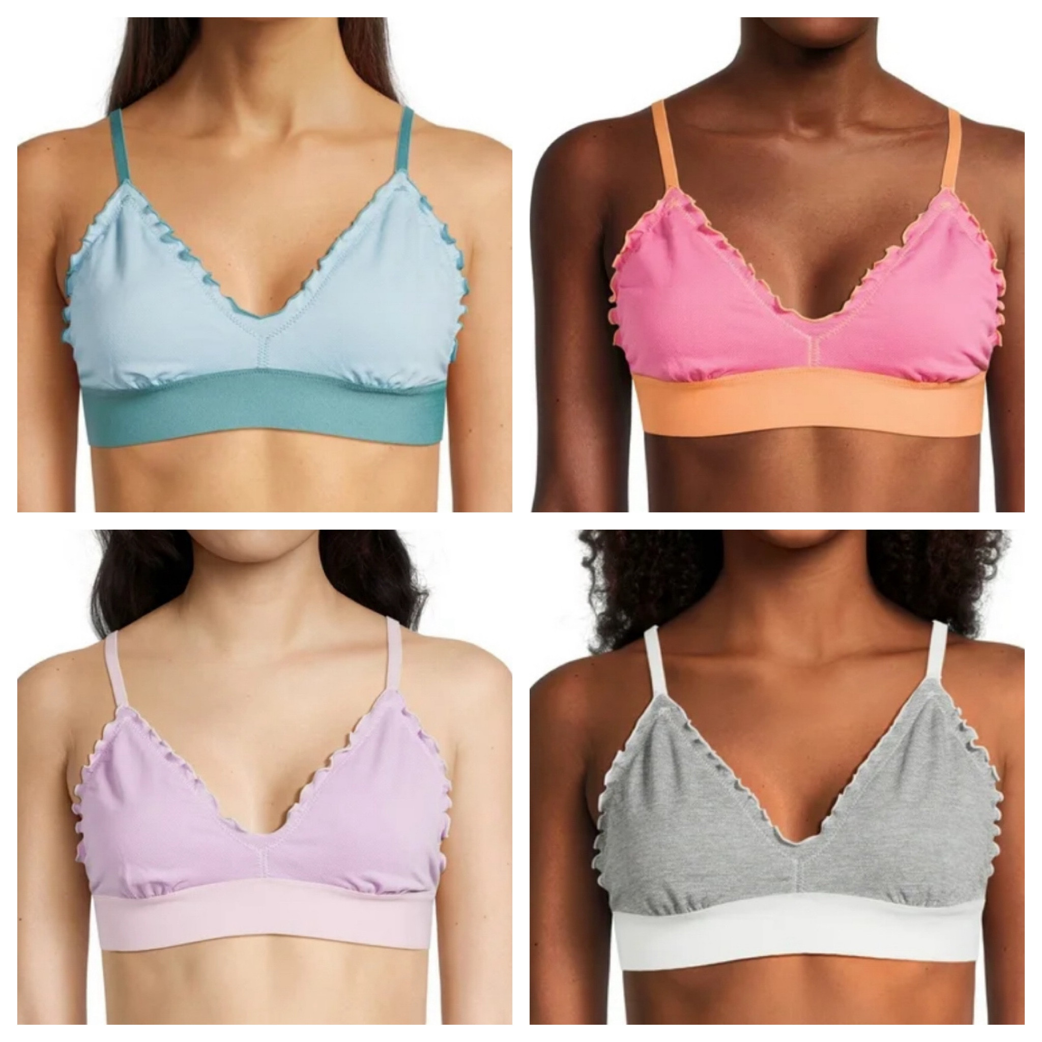 No Boundaries Juniors' Lettuce Edge Triangle Bralette, Sizes S-3XL

#LTKstyletip #LTKfindsunder50