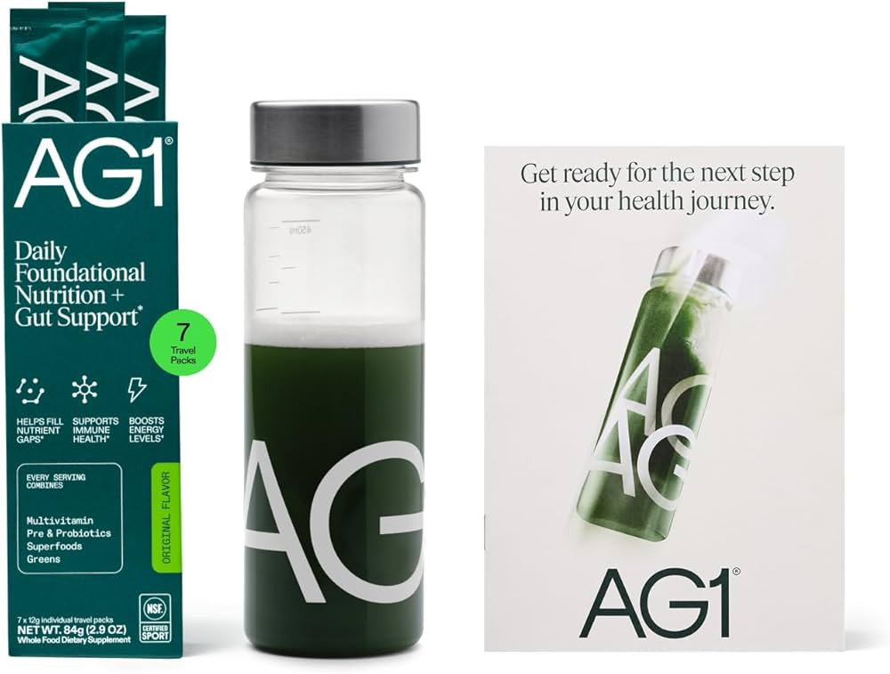 AG1 Athletic Greens 7-Day Starter Kit \u2013 All-in-One Greens Powder with Multivitamin, Probioti... | Amazon (US)
