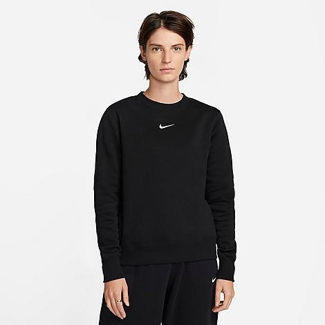 Nike Women's Sportswear Phoenix Fleece Crewneck Sweatshirt in Black/Black Size Large Cotton/Polyeste | Finish Line (US)