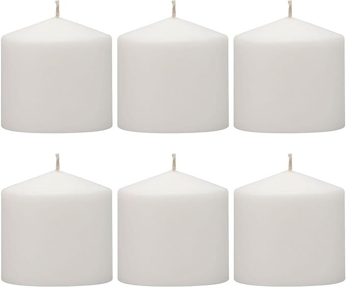 Stonebriar 18 Hour Long Burning Unscented Pillar Candles, 3x3, White , Pack of 6 | Amazon (US)