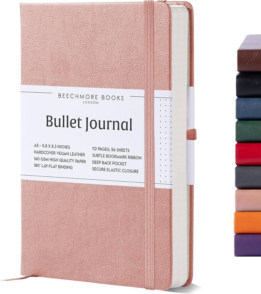 BEECHMORE BOOKS Dotted Journal Bullet Notebook, 8.3 x 5.8 inch 112 Dotted Pages, Hardcover Grid D... | Amazon (US)