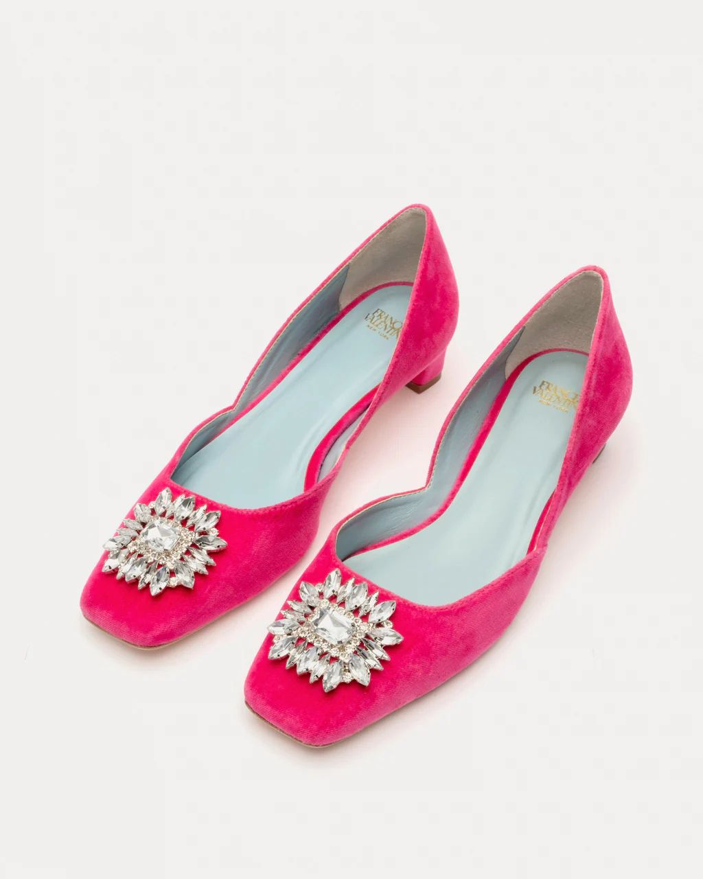 McCall Mini Block Heel Velvet Pink | Frances Valentine