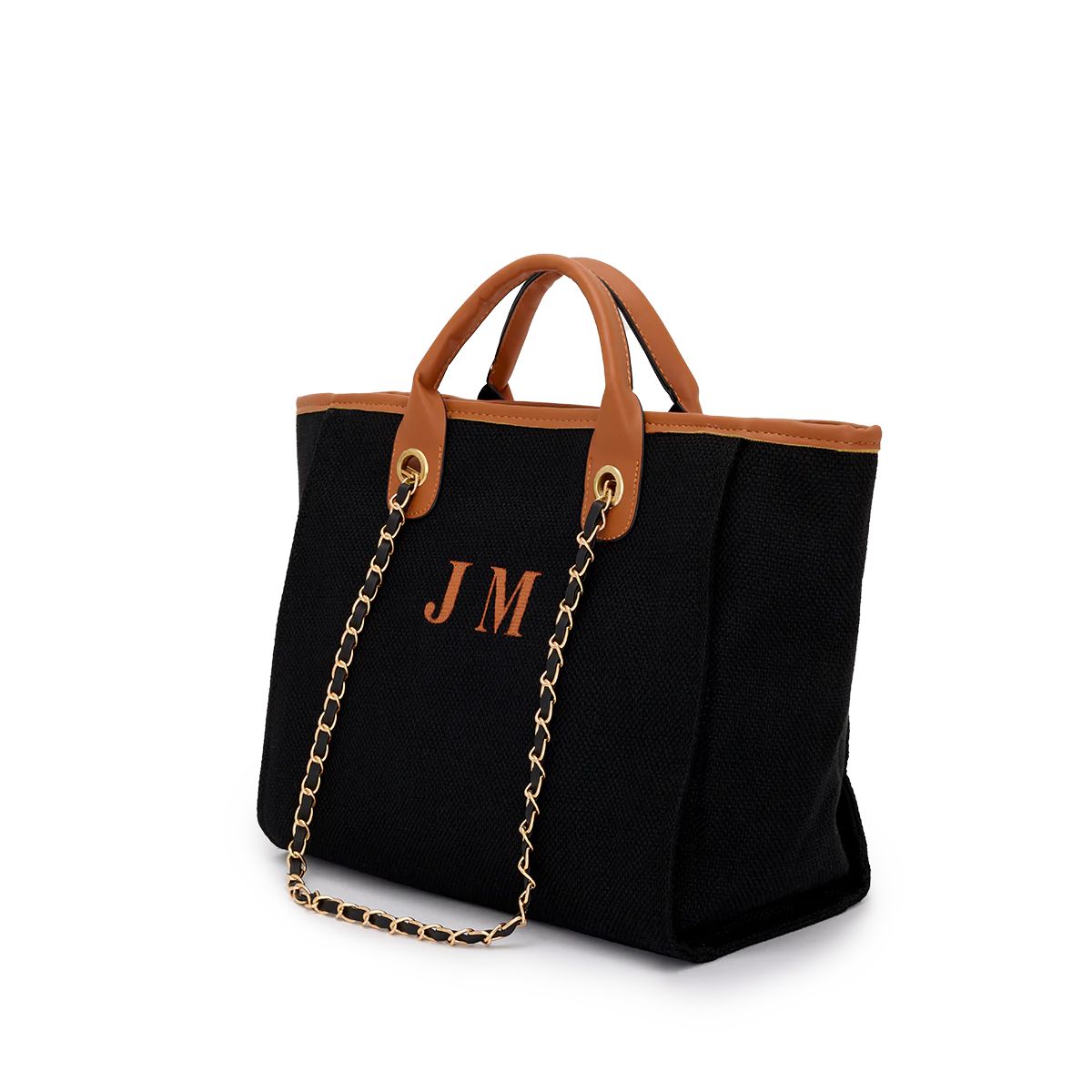 One off Sample Bag Black with Tan Initials Only Medium | Lily and Bean