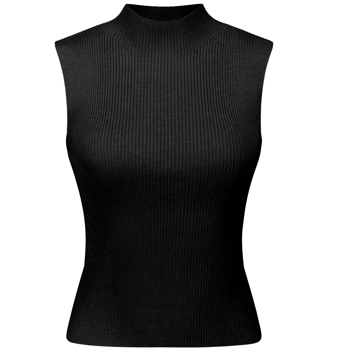 Hobemty Women's Ribbed Blouse Basic Mock Neck Sleeveless Knitted Tops | Target