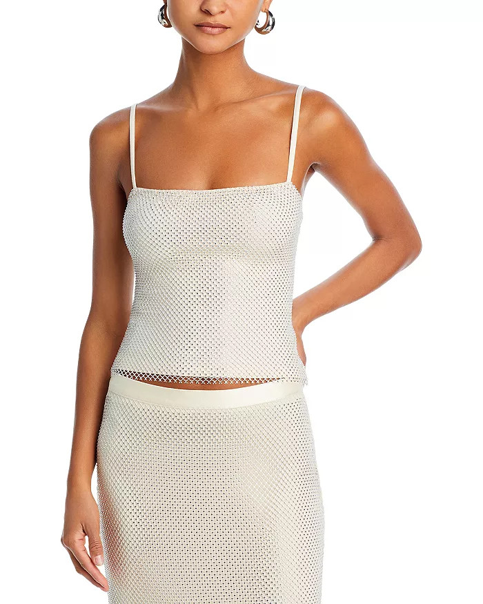 Sleeveless Crystal Embellished Mesh Top - 100% Exclusive | Bloomingdale's (US)