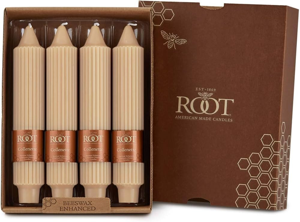 Root Candles 977590C Beeswax Blend Grecian Collenette Unscented Dinner Candles, 4-Count, Blossom | Amazon (US)