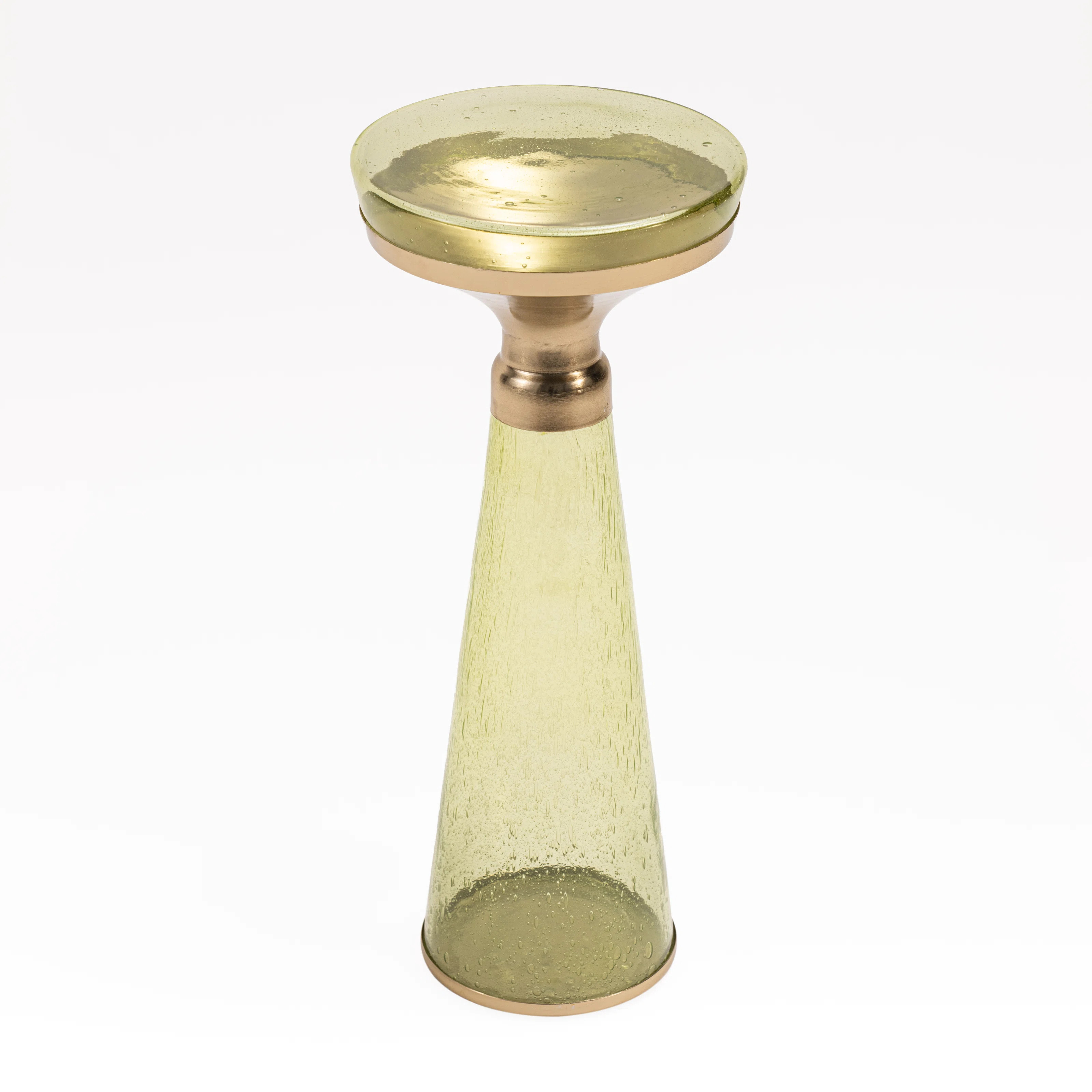 Modern Decorative Round Drink Table with Glass Base and Top with Gold Metal accent | Wayfair North America