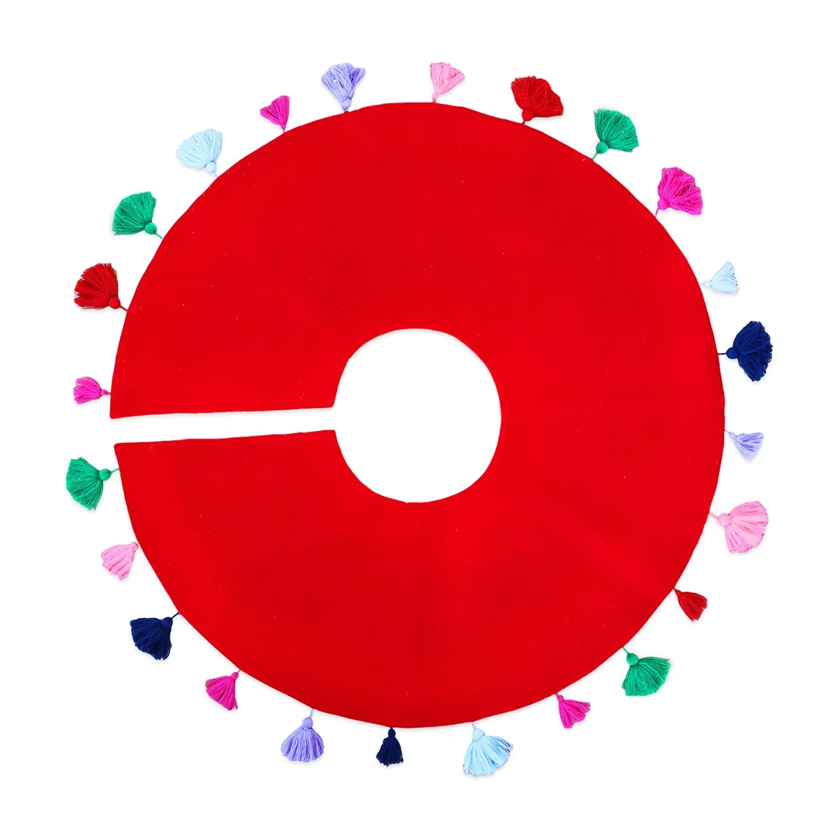 Packed Party 'Worth The Tassel' Velvet Red Christmas Tree Skirt with Multi Color Tassels, 46.5" | Walmart (US)