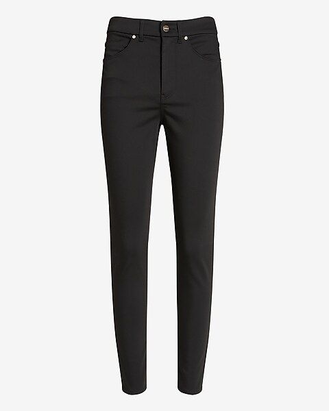 High Waisted Luxe Polished Black Skinny Jeans | Express