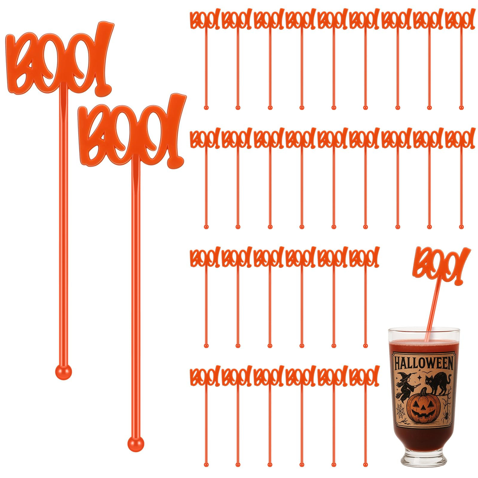 30 Pcs Halloween Swizzle Sticks Plastic Coffee and Cocktail Stirrers Fall Thanksgiving Drink Stir... | Amazon (US)