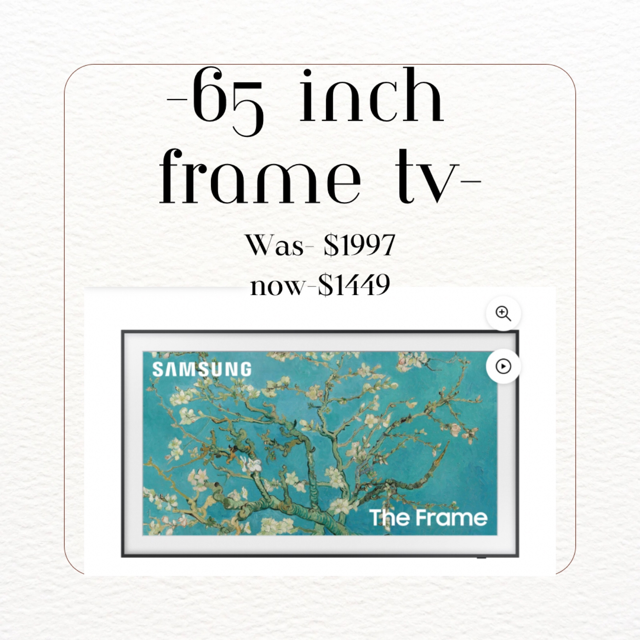 Over $500 off this frame Tv! 

Samsung. Sale.

#LTKCyberWeek #LTKsalealert #LTKHoliday