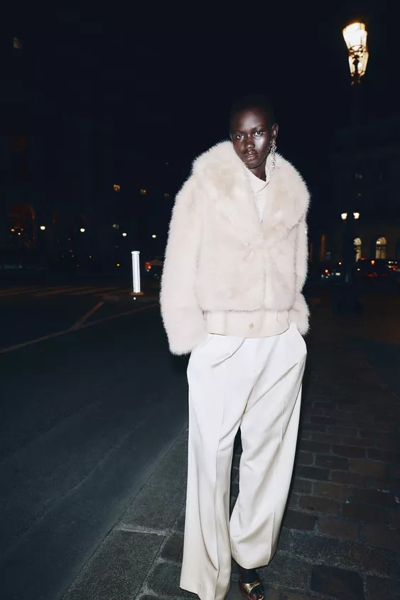 SHORT FAUX FUR COAT WITH LAPEL COLLAR | Zara UK