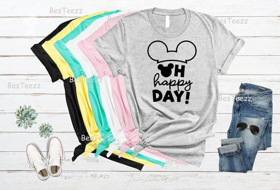 Disney Shirts For Women, Disney Family Shirts, Disney World Shirts, Oh Happy Day Disney Shirt, Wo... | Etsy (US)