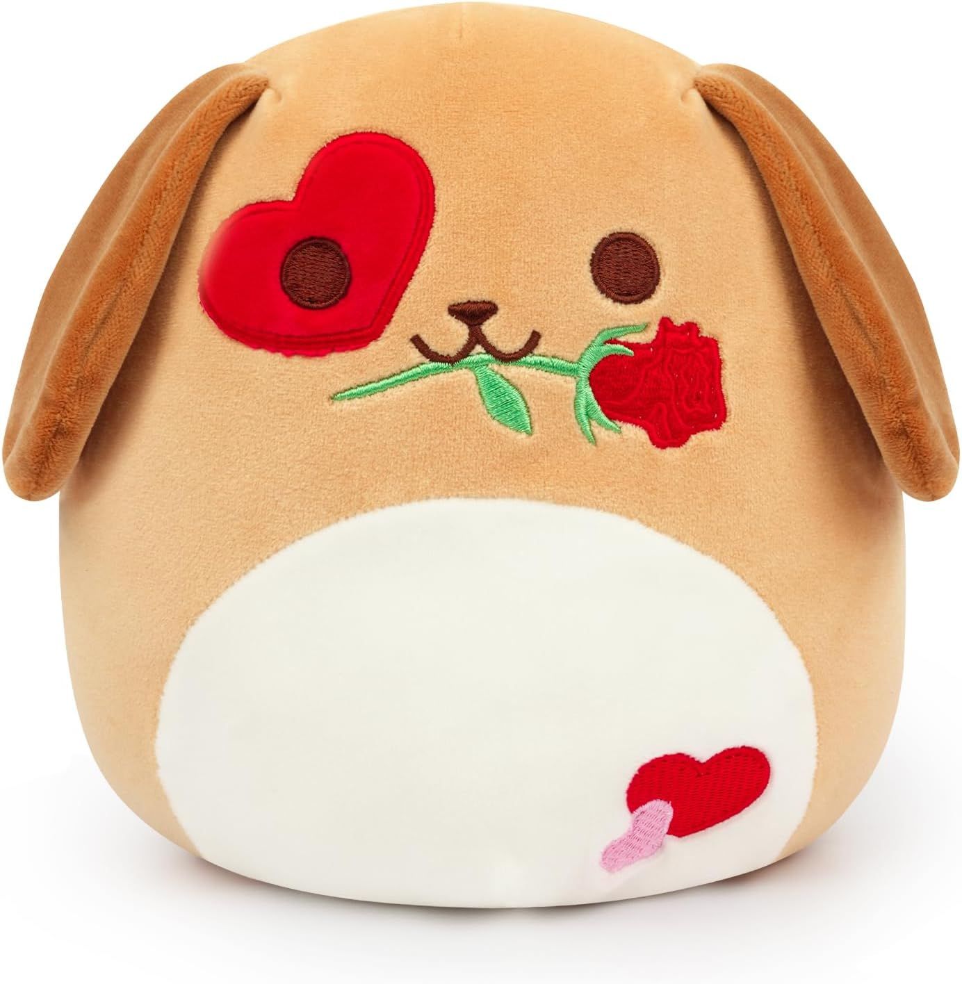 CAGRIKUELI Dog Plush Animal Pillow Toy, Cute Stuffed Dog Plush Scratching Rose, Kawaii Brown Love... | Amazon (US)