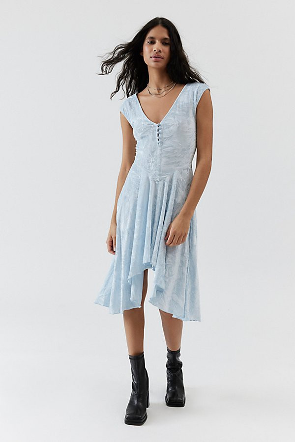 Urban Outfitters UO Corina Velvet Short Sleeve Mini Dress in Light Blue, Women's at Urban Outfitters | Urban Outfitters (US and RoW)