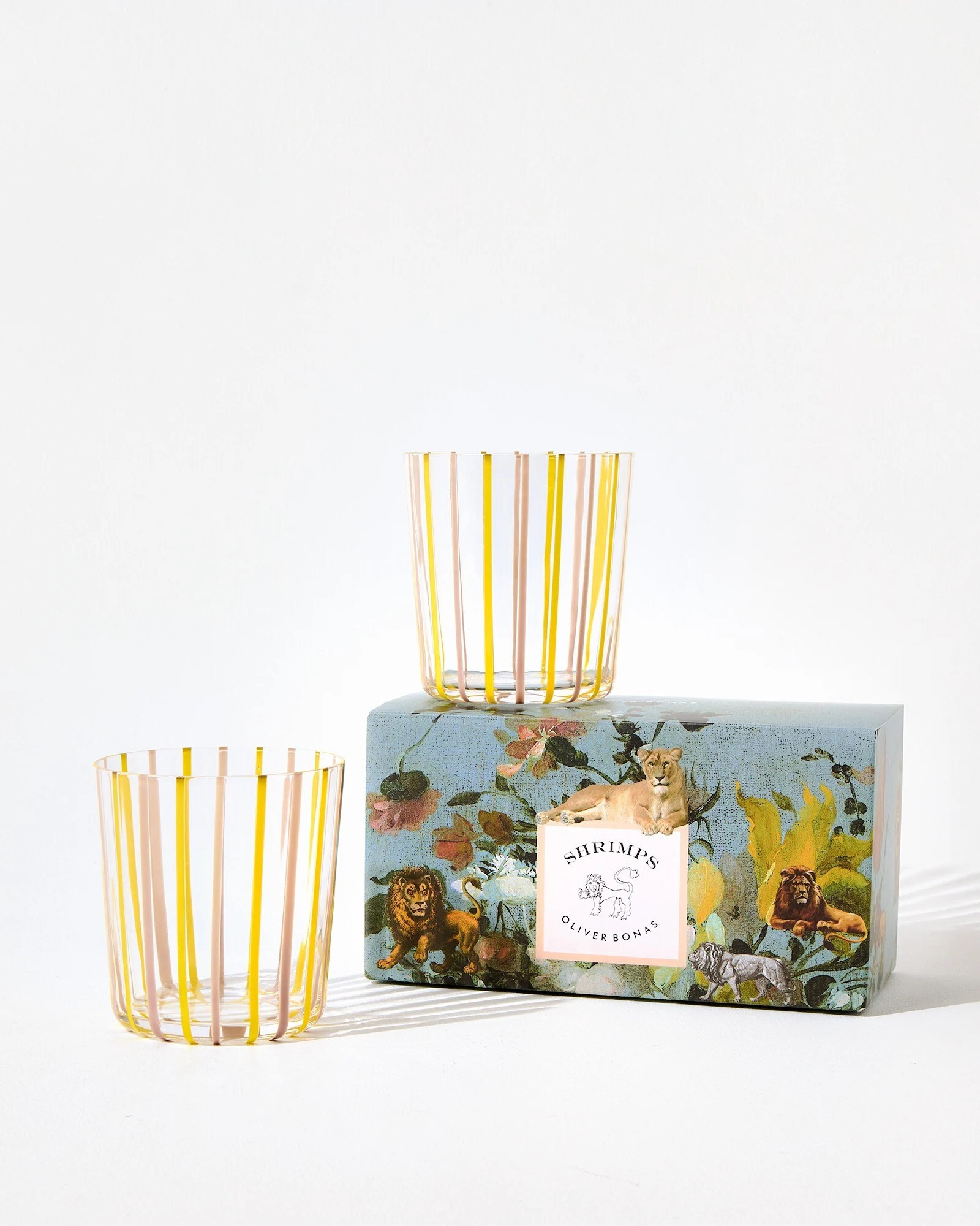 Shrimps x Oliver Bonas Striped Glass Tumblers Set of Two | Oliver Bonas | Oliver Bonas (Global)