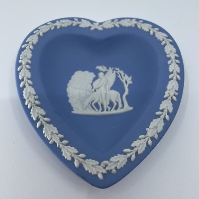 Wedgwood Blue And White Jasperware Pegasus with Bellerophon Heart Pin Tray Dish | eBay US