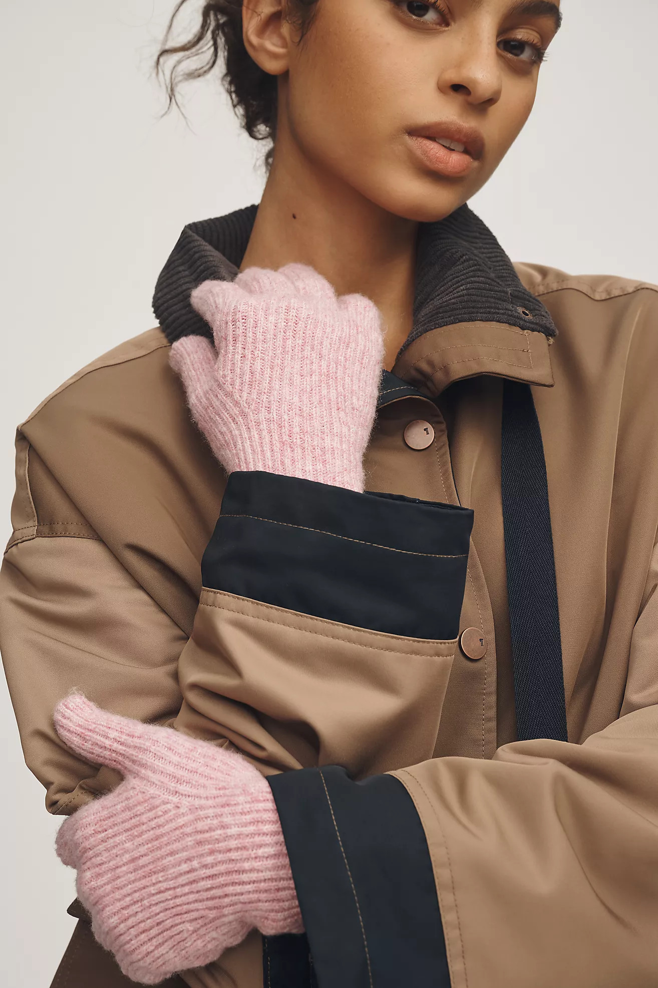 By Anthropologie Knit Colorblock Ribbed Gloves | Anthropologie (US)