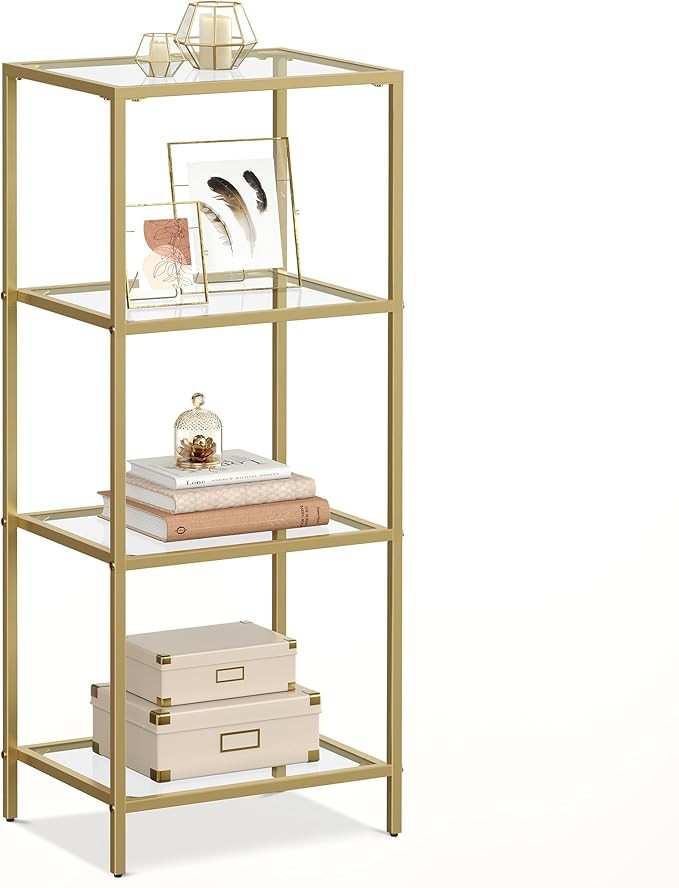 VASAGLE Bookcase, 4-Tier Bookshelf, Slim Shelving Unit for Bedroom, Bathroom, Home Office, Temper... | Amazon (US)