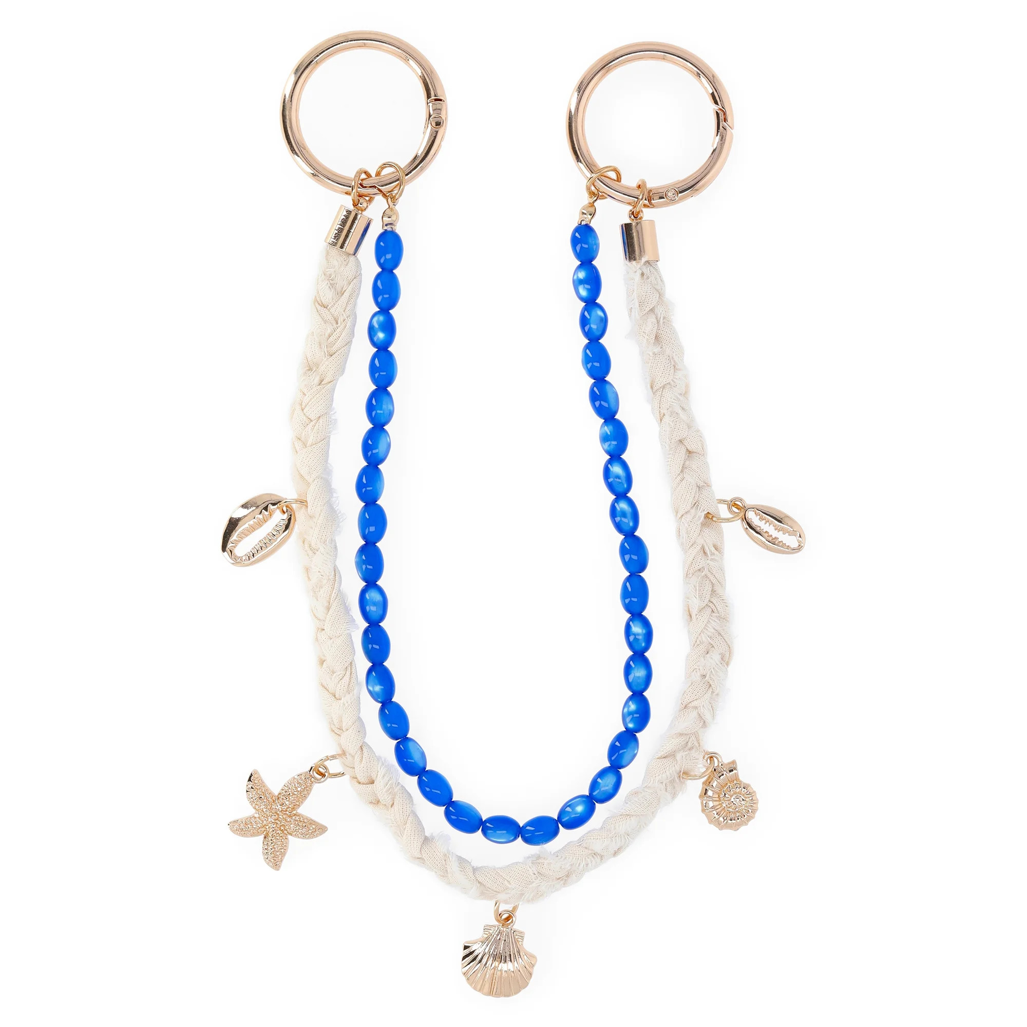 No Boundaries Women's Beach Icons Bag Charm, Natural Rope & Bead Swag Chain | Walmart (US)